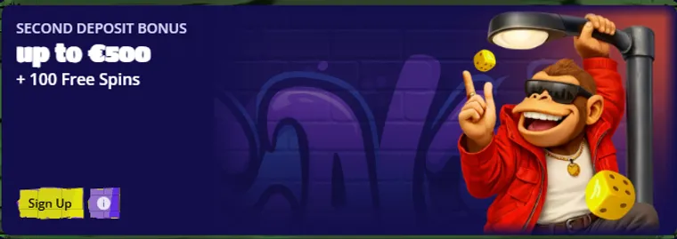 02 second deposit bonus up to eur500 100 free spins